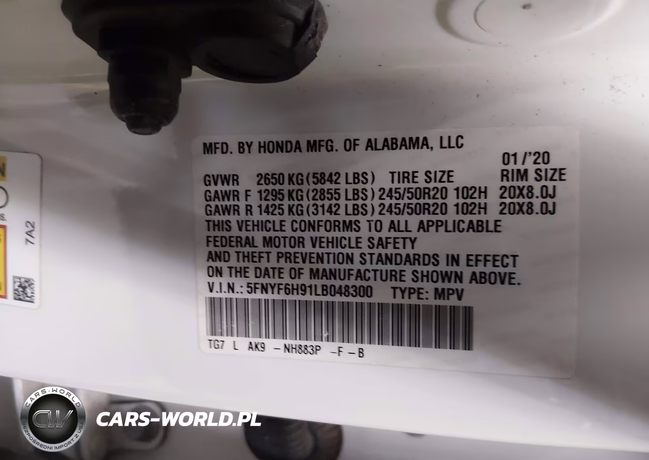 2020 Honda Pilot Awd Touring 8 Passenger VIN:5FNYF6H91LB048300 - 9