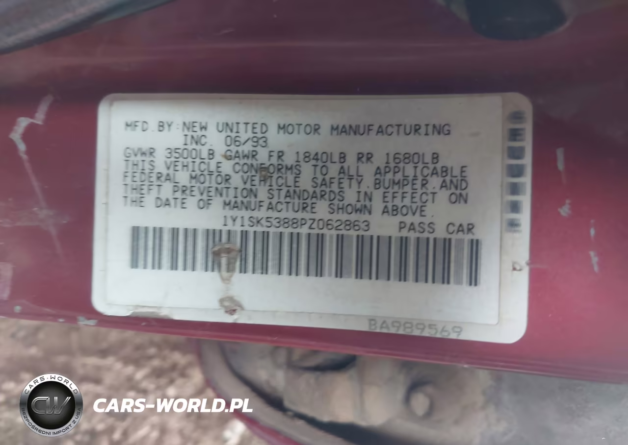 1993 Geo Prizm Lsi VIN:1Y1SK5388PZ062863 - 9