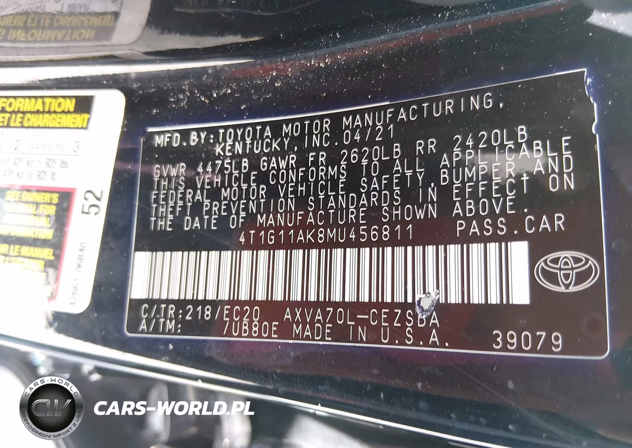 2021 Toyota Camry Se Nightshade Edition VIN:4T1G11AK8MU456811 - 9