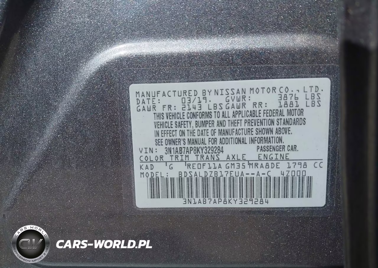2019 Nissan Sentra Sv VIN:3N1AB7AP8KY329284 - 9