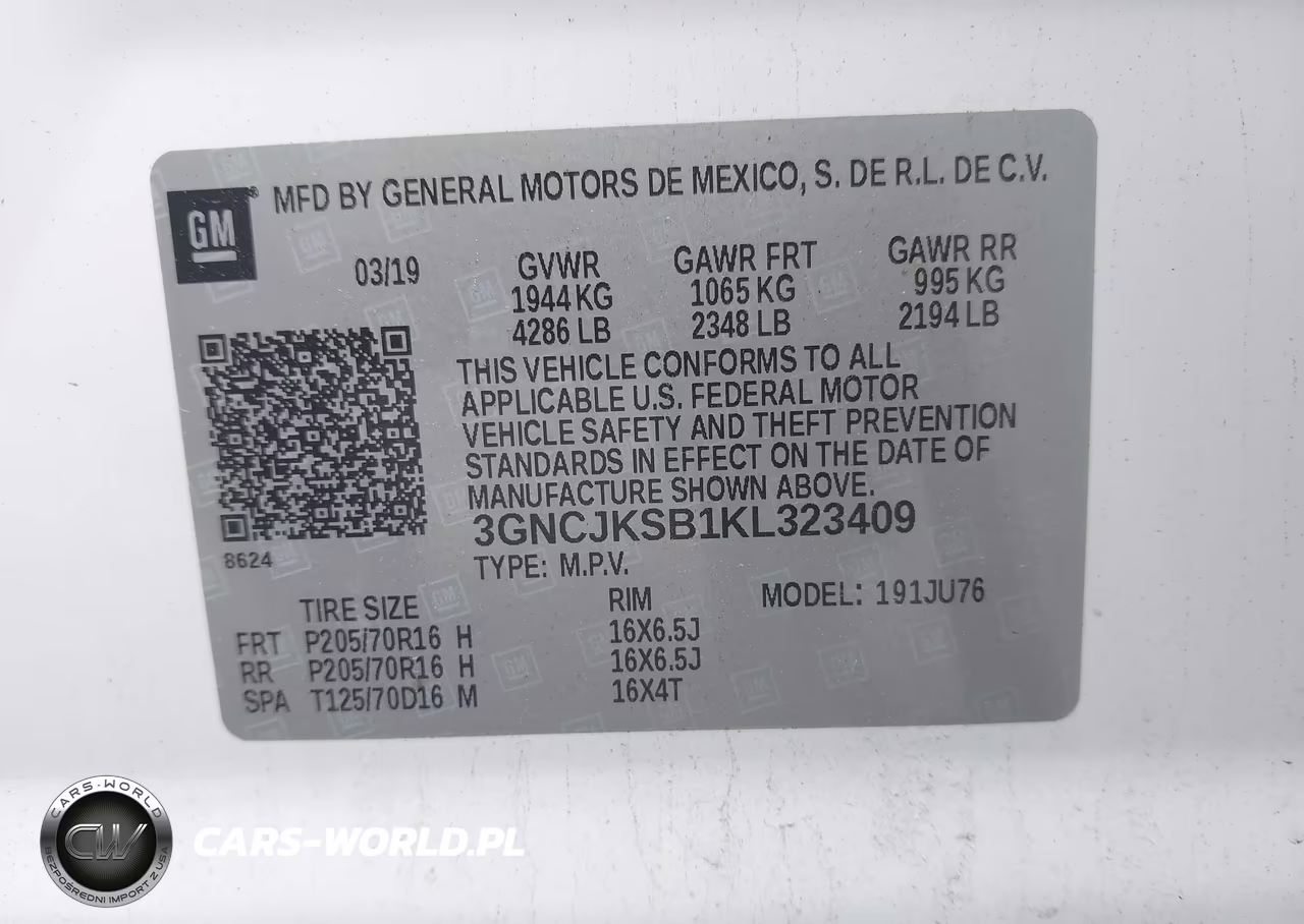 2019 Chevrolet Trax Ls VIN:3GNCJKSB1KL323409 - 9