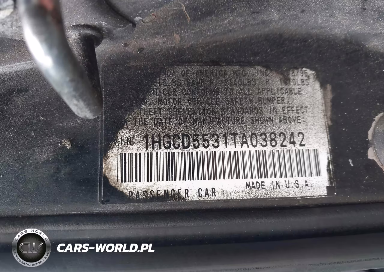 1996 Honda Accord Lx-Ex VIN:1HGCD5531TA038242 - 9