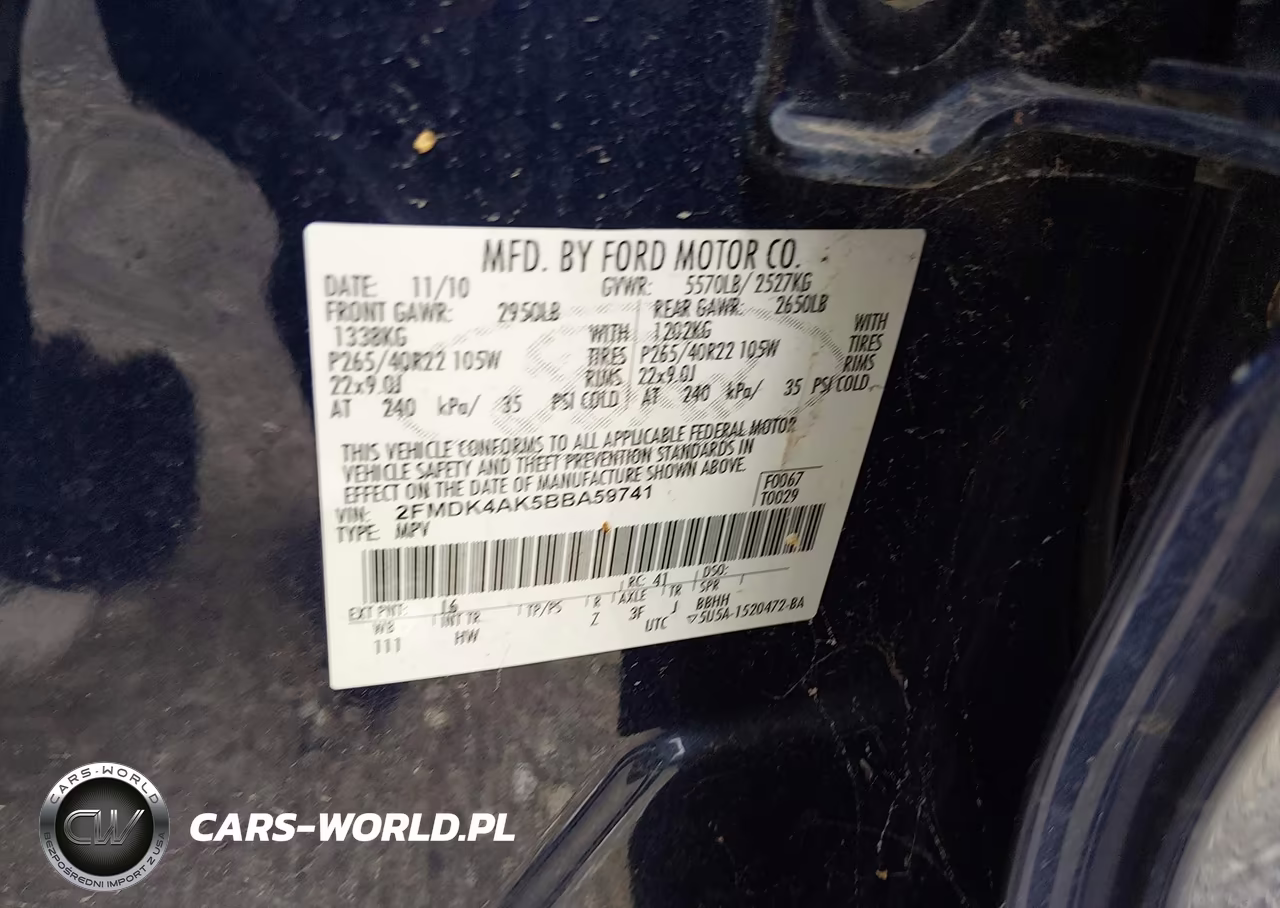 2011 Ford Edge Sport VIN:2FMDK4AK5BBA59741 - 9