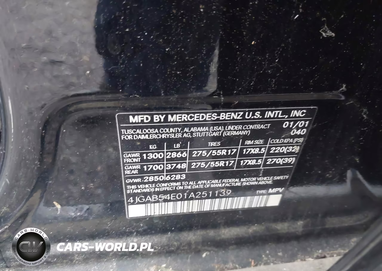 2001 Mercedes-Benz Ml 320 VIN:4JGAB54E01A251139 - 9