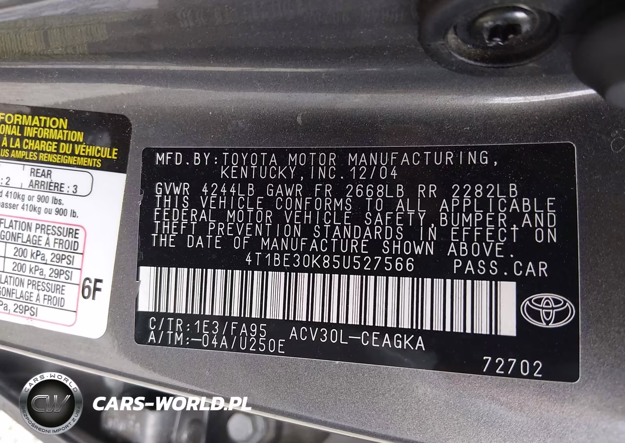 2005 Toyota Camry Xle VIN:4T1BE30K85U527566 - 9
