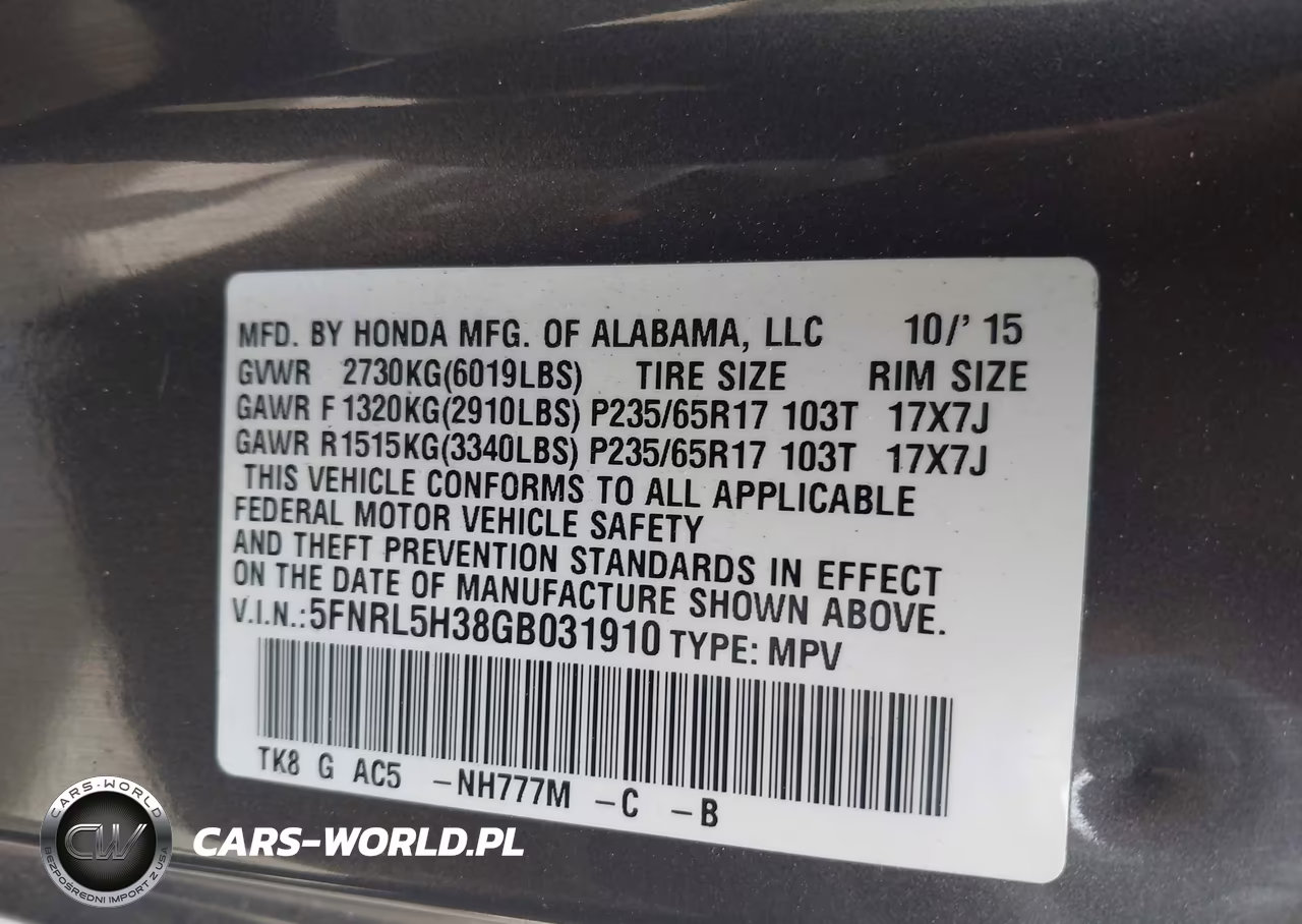2016 Honda Odyssey Se VIN:5FNRL5H38GB031910 - 9