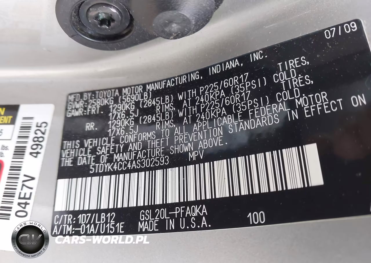 2010 Toyota Sienna Xle VIN:5TDYK4CC4AS302593 - 9