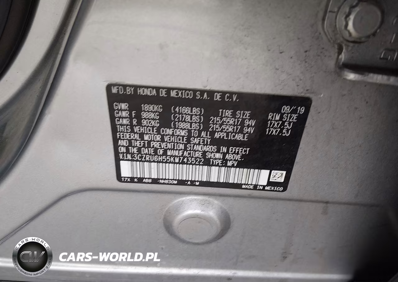 2019 Honda Hr-V Ex VIN:3CZRU6H55KM743522 - 9
