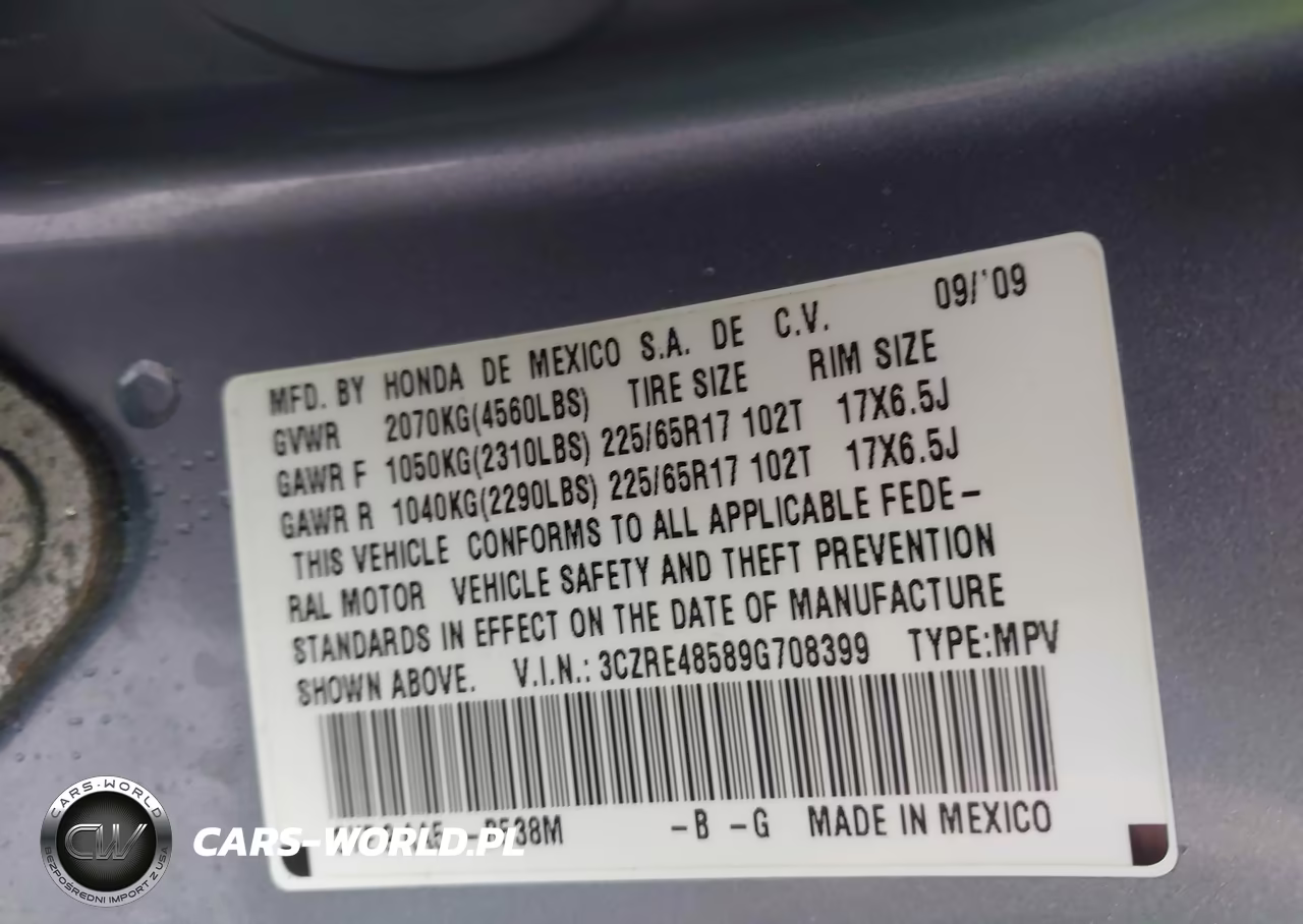 2009 Honda Cr-V Ex VIN:3CZRE48589G708399 - 9