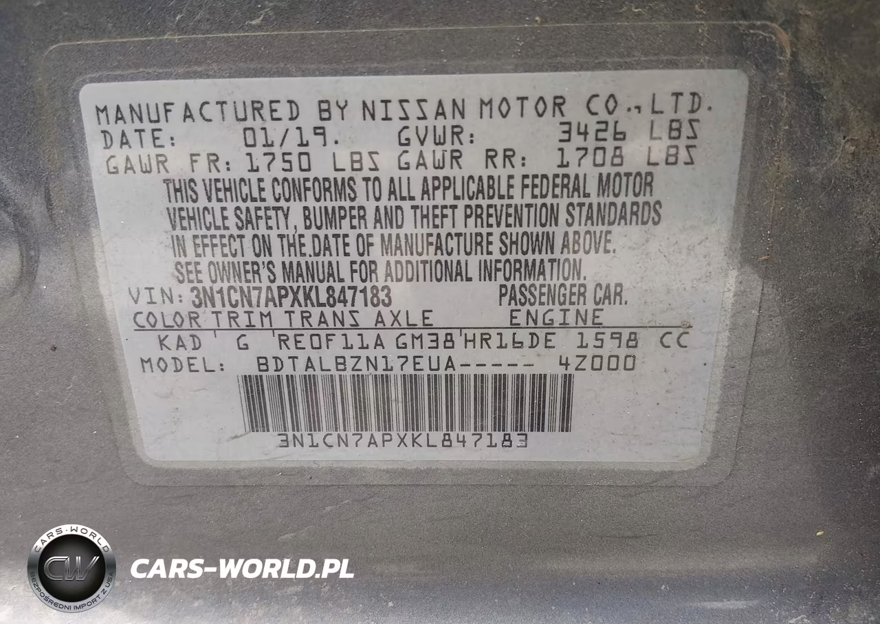 2019 Nissan Versa 1.6 Sv VIN:3N1CN7APXKL847183 - 9