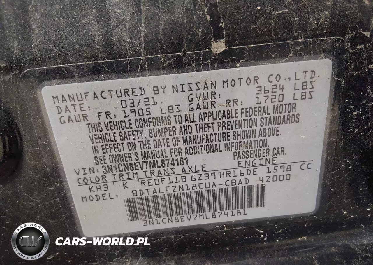 2021 Nissan Versa Sv Xtronic Cvt VIN:3N1CN8EV7ML874181 - 9
