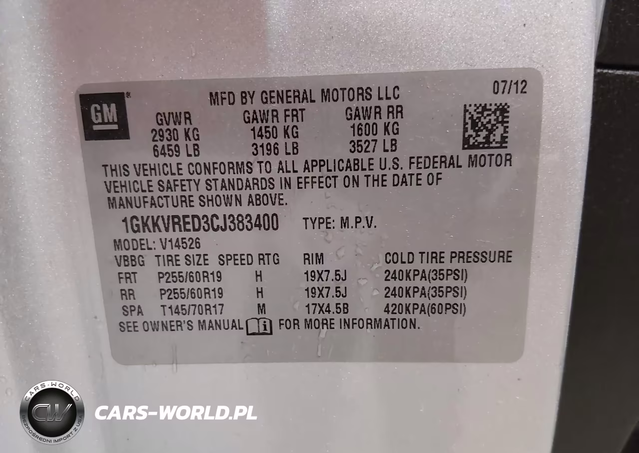 2012 GMC Acadia Slt-1 VIN:1GKKVRED3CJ383400 - 9