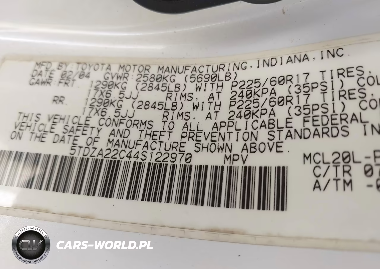 2004 Toyota Sienna Xle Limited VIN:5TDZA22C44S122970 - 9