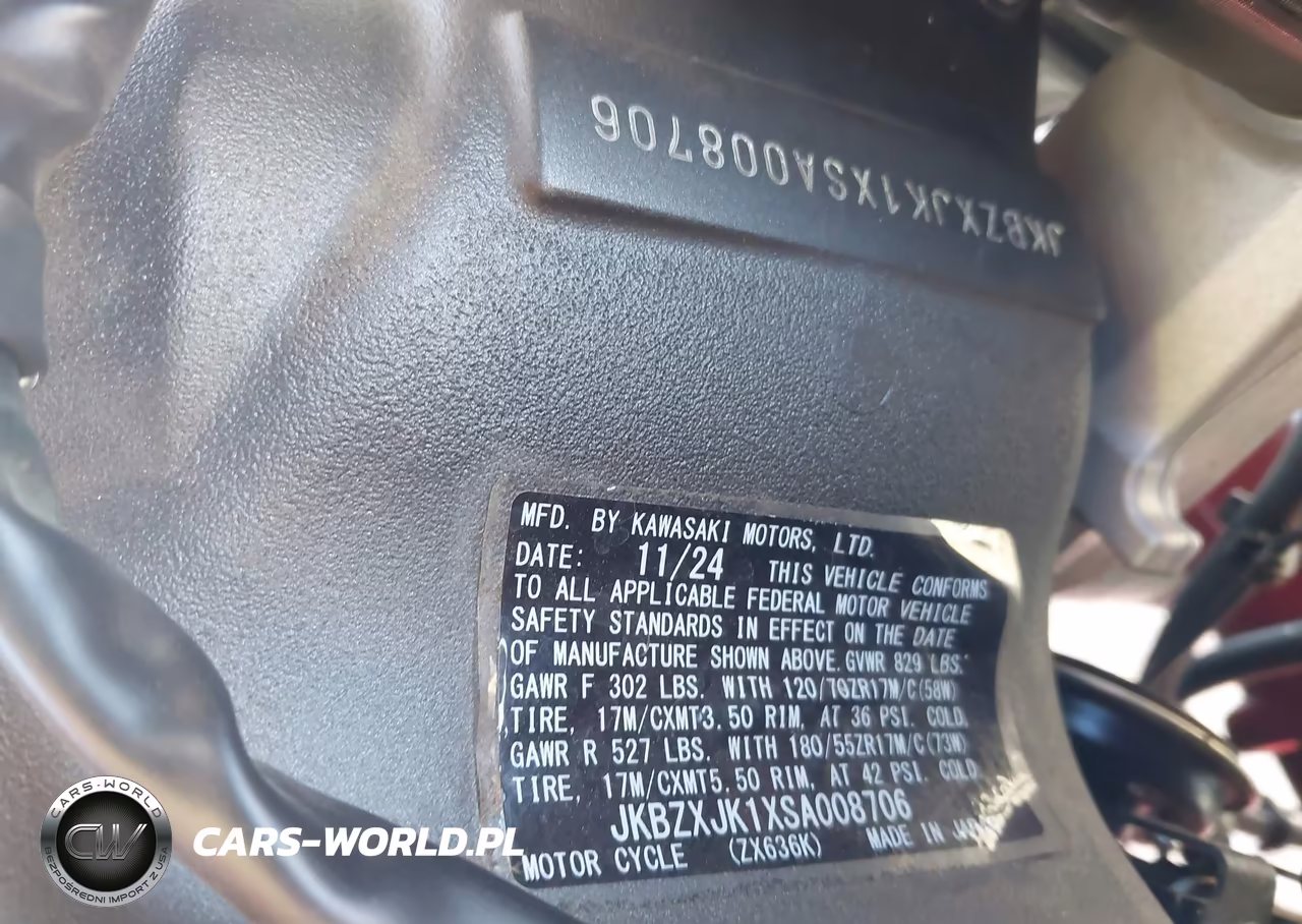 2025 Kawasaki Zx636 K VIN:JKBZXJK1XSA008706 - 10