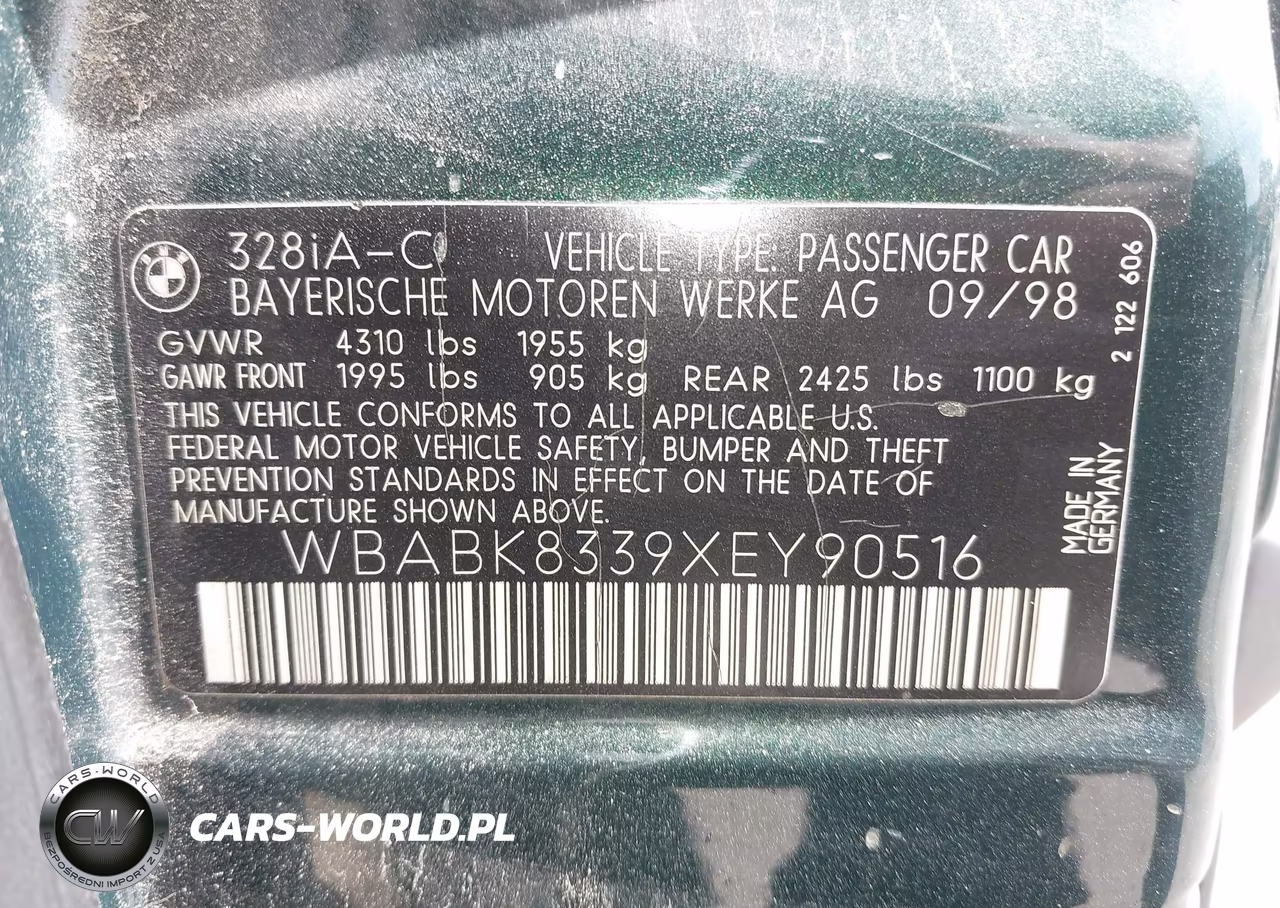 1999 BMW 328Ic VIN:WBABK8339XEY90516 - 9