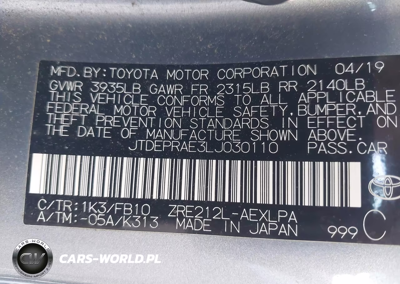 2020 Toyota Corolla Le VIN:JTDEPRAE3LJ030110 - 9