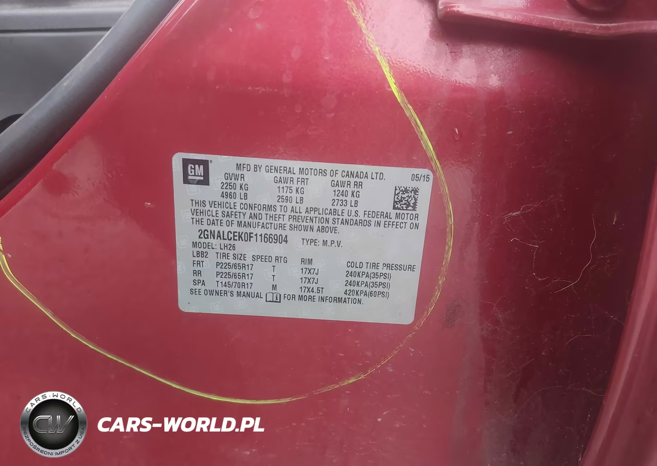 2015 Chevrolet Equinox 2Lt VIN:2GNALCEK0F1166904 - 9