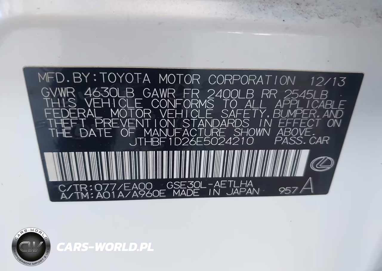 2014 Lexus Is 250 VIN:JTHBF1D26E5024210 - 9