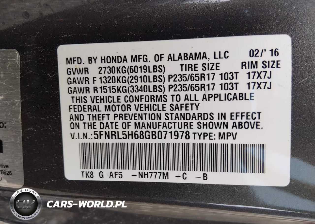 2016 Honda Odyssey Ex-L VIN:5FNRL5H68GB071978 - 9