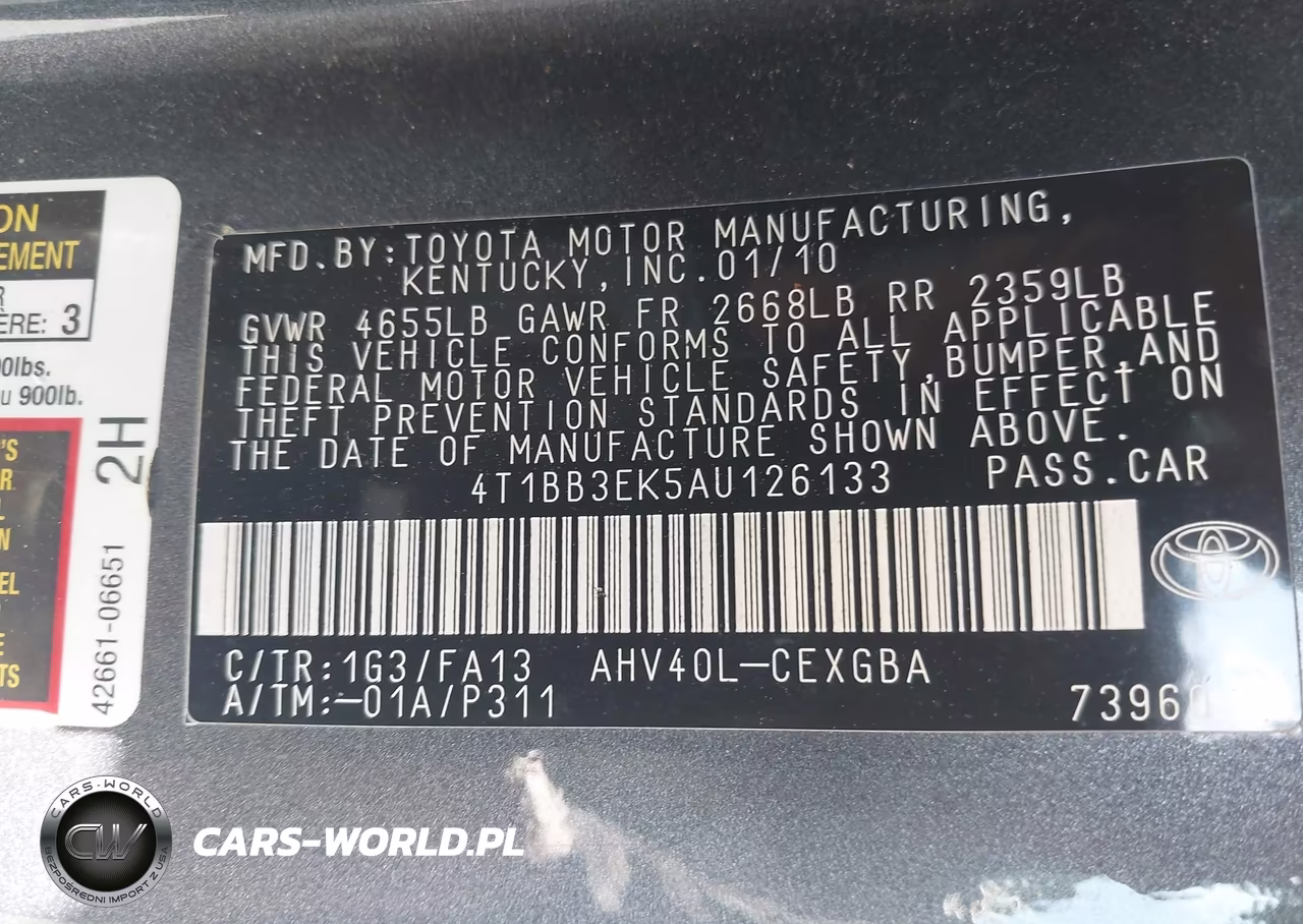 2010 Toyota Camry Hybrid VIN:4T1BB3EK5AU126133 - 9