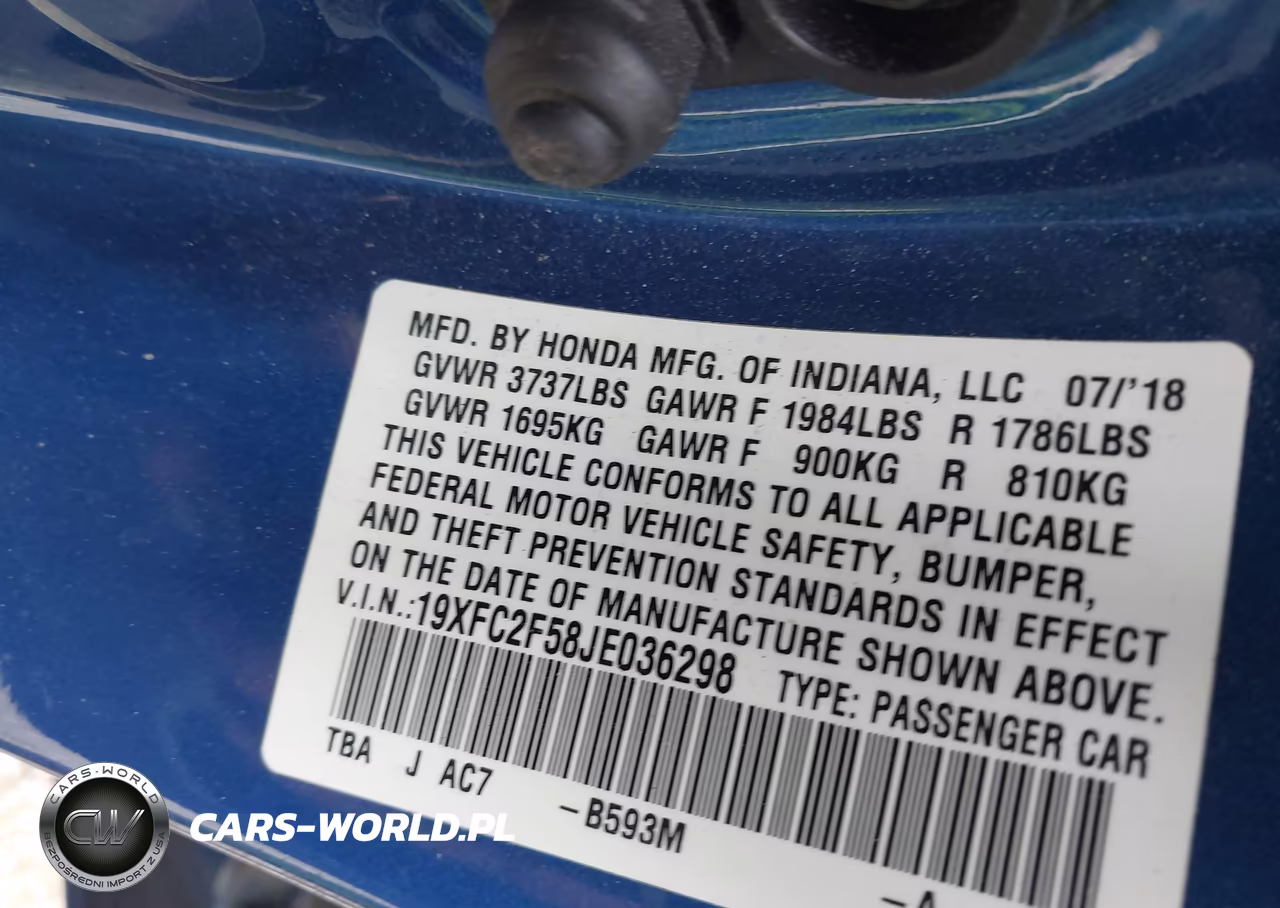2018 Honda Civic Lx VIN:19XFC2F58JE036298 - 9