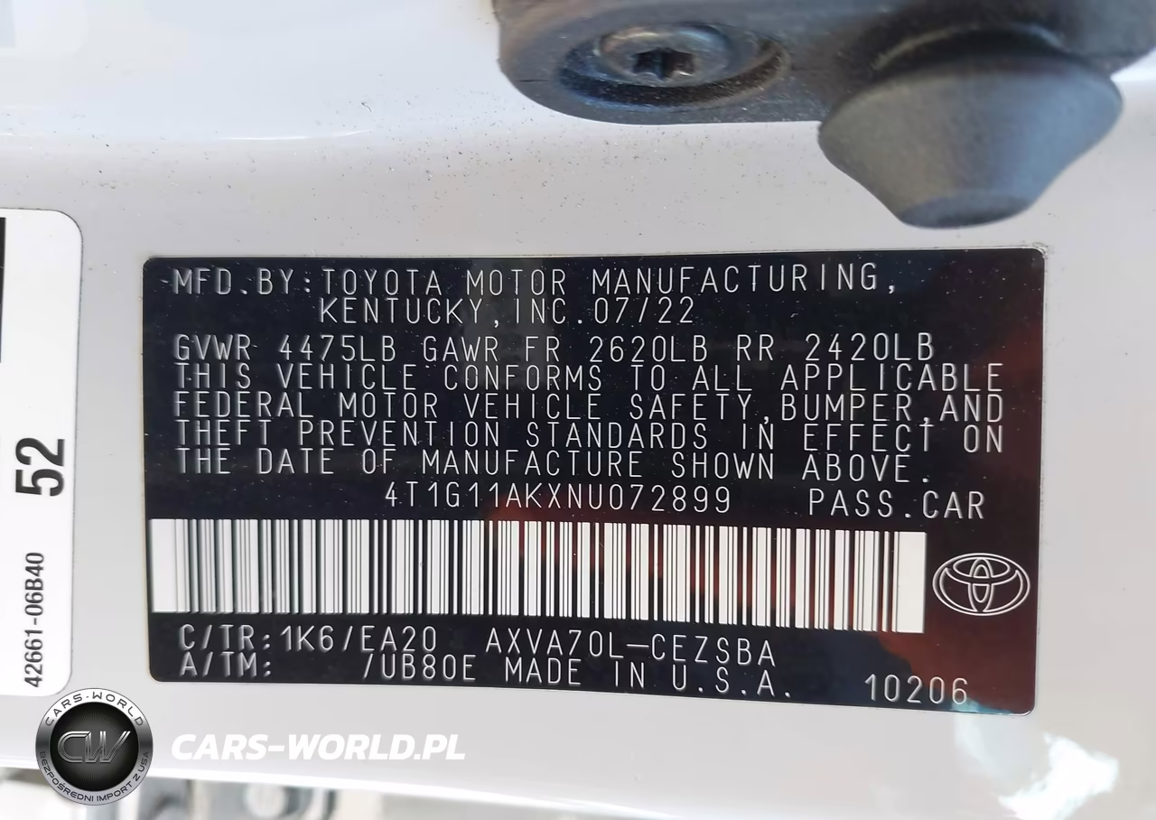 2022 Toyota Camry Se VIN:4T1G11AKXNU072899 - 9