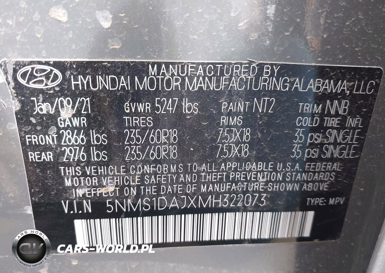 2021 Hyundai Santa Fe Se VIN:5NMS1DAJXMH322073 - 9