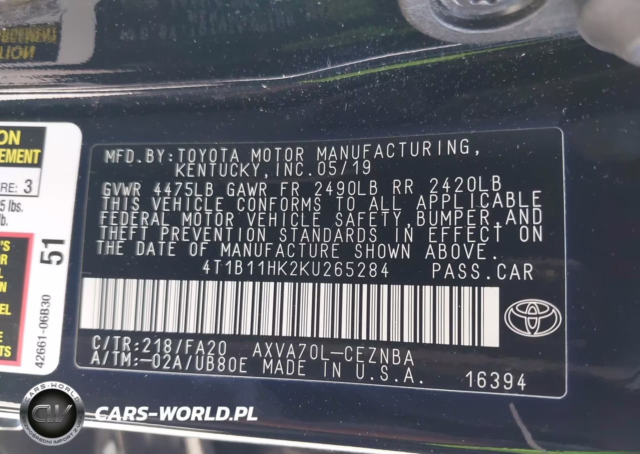 2019 Toyota Camry Le VIN:4T1B11HK2KU265284 - 9