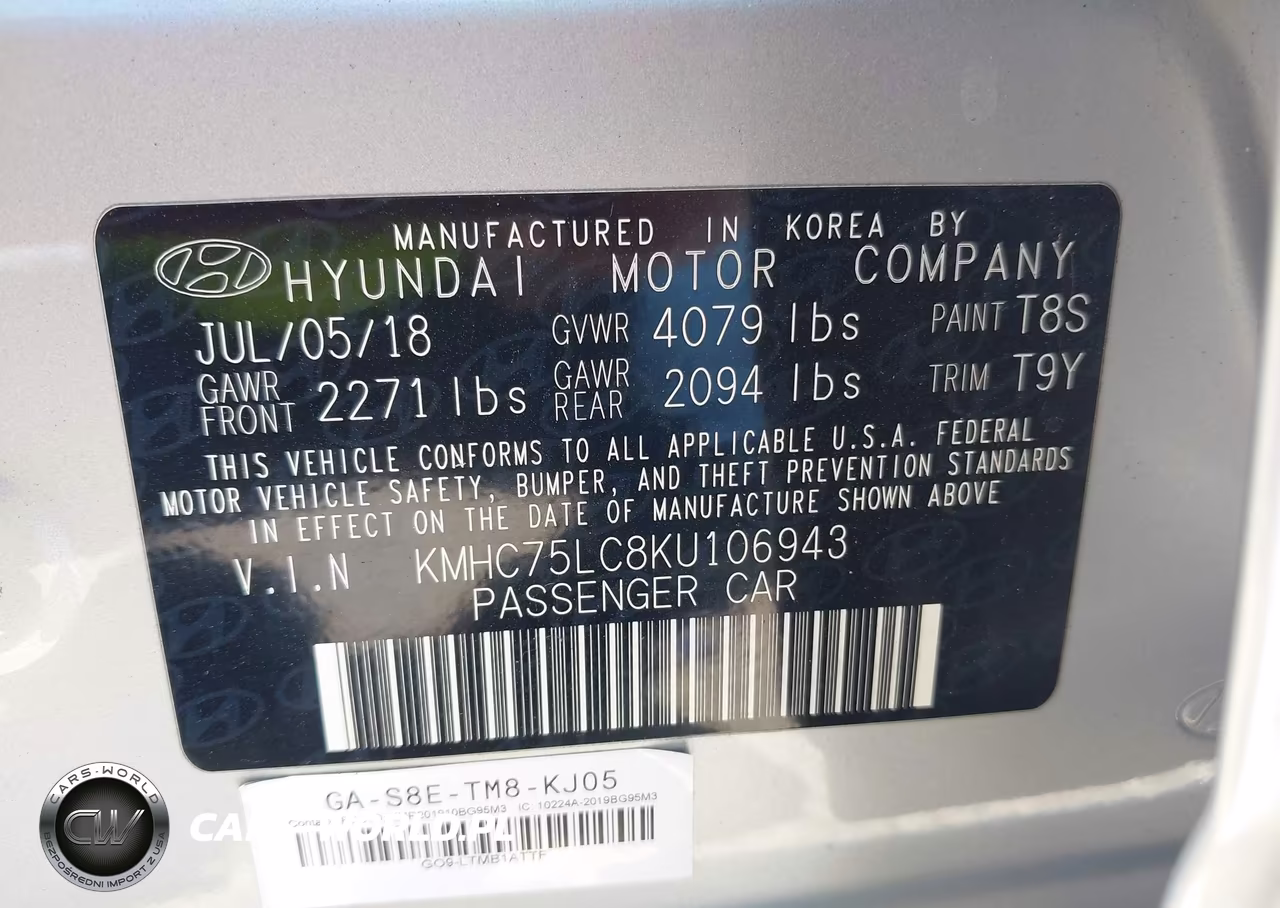 2019 Hyundai Ioniq Hybrid Sel VIN:KMHC75LC8KU106943 - 9