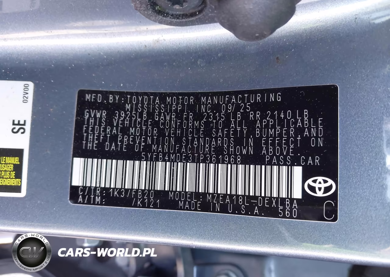 2026 Toyota Corolla Le VIN:5YFB4MDE3TP361968 - 9