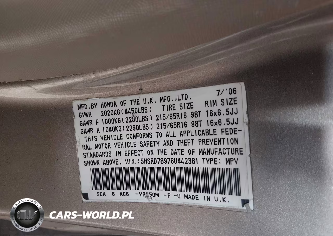 2006 Honda Cr-V Se VIN:SHSRD78976U442381 - 9