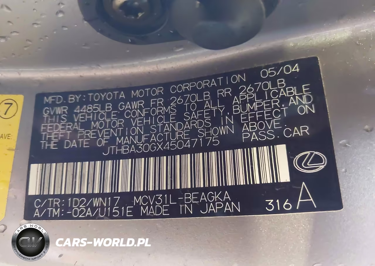 2004 Lexus Es 330 VIN:JTHBA30GX45047175 - 9