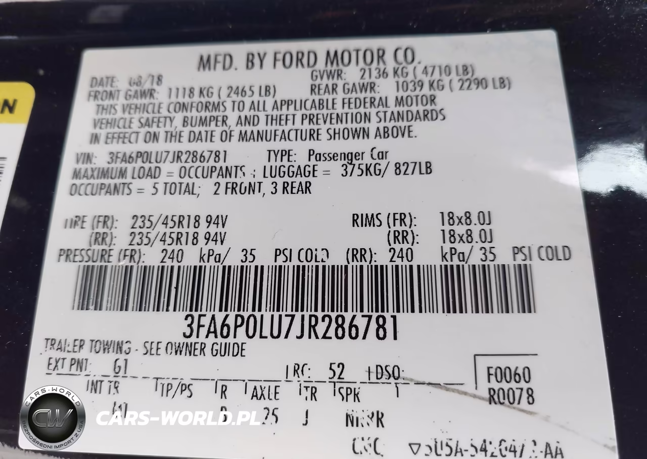 2018 Ford Fusion Hybrid Se VIN:3FA6P0LU7JR286781 - 9