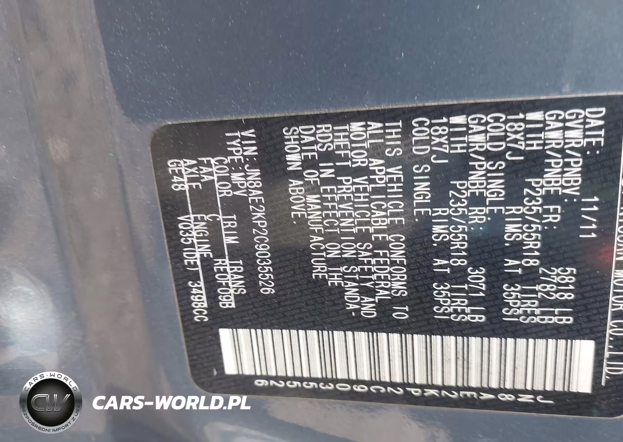 2012 Nissan Quest Sl VIN:JN8AE2KP2C9035526 - 9