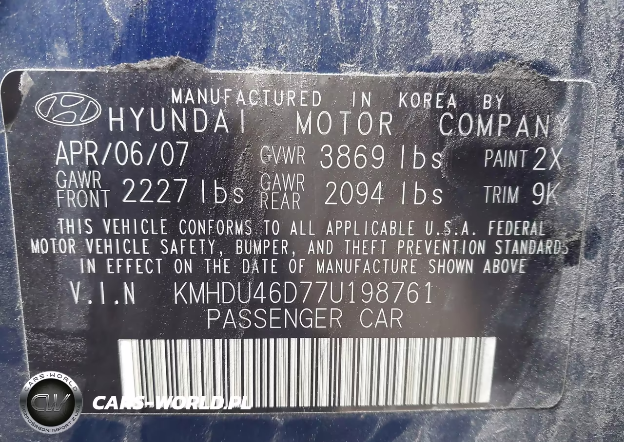 2007 Hyundai Elantra Gls-Limited-Se VIN:KMHDU46D77U198761 - 9
