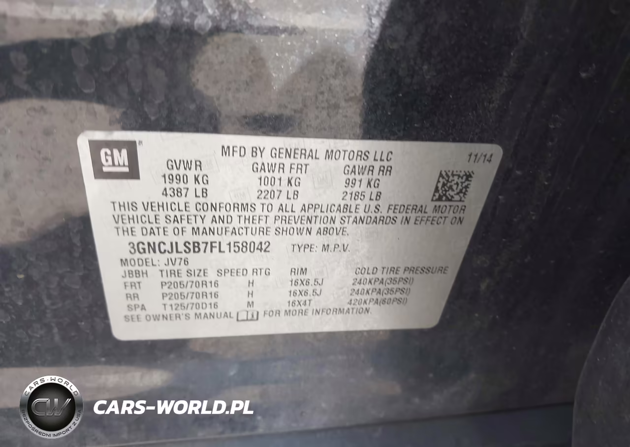 2015 Chevrolet Trax Lt VIN:3GNCJLSB7FL158042 - 17