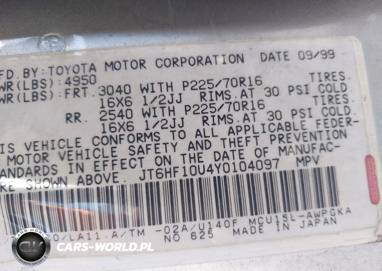 2000 Lexus Rx 300 VIN:JT6HF10U4Y0104097 - 9
