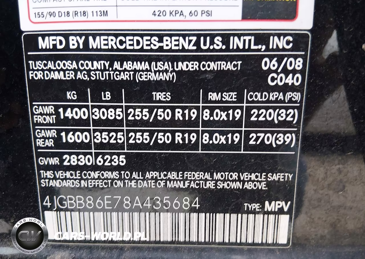 2008 Mercedes-Benz Ml 350 4Matic VIN:4JGBB86E78A435684 - 9