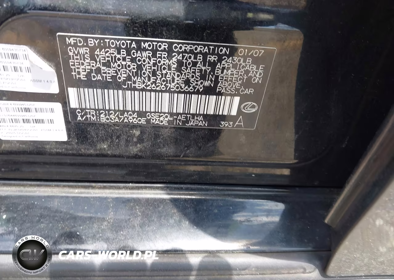 2007 Lexus Is 250 VIN:JTHBK262675036679 - 9