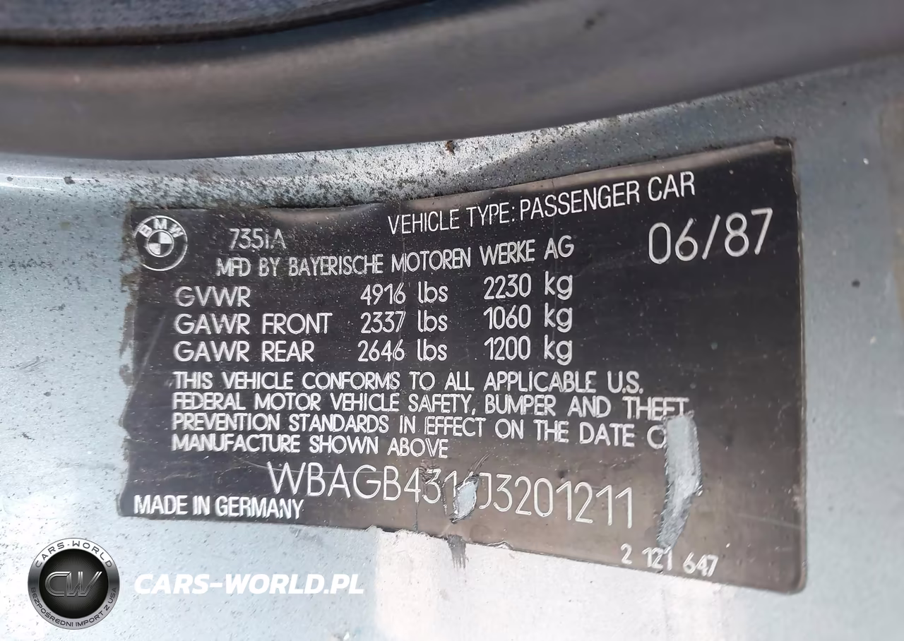 1988 BMW 735 I Automatic VIN:WBAGB4316J3201211 - 9