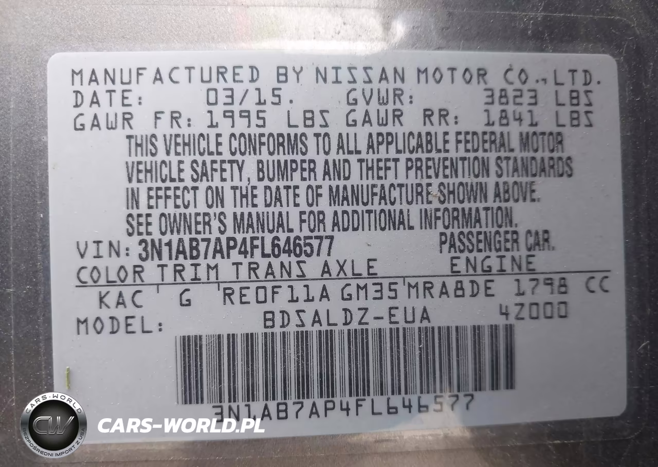 2015 Nissan Sentra Fe+ S-S-Sl-Sr-Sv VIN:3N1AB7AP4FL646577 - 9