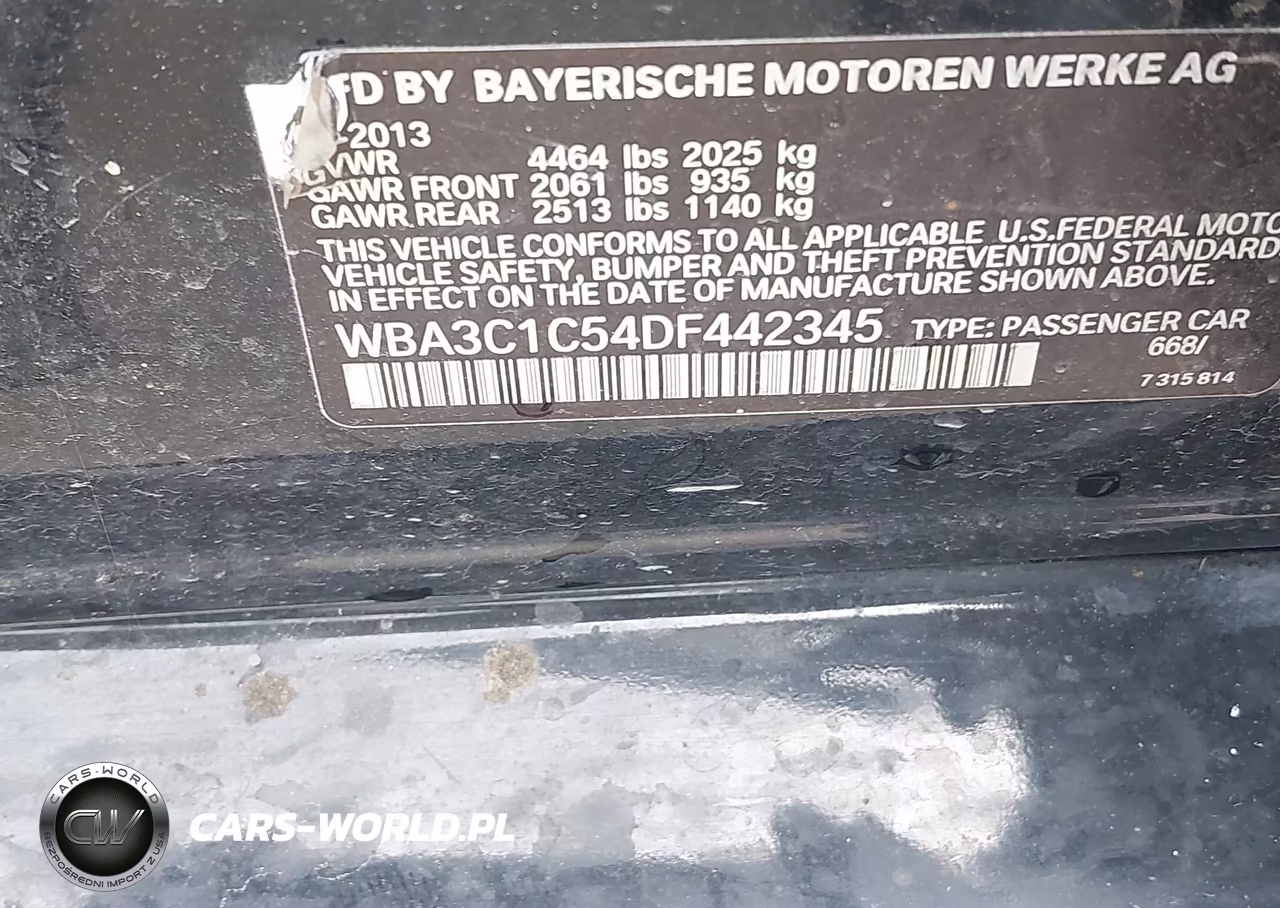 2013 BMW 328I VIN:WBA3C1C54DF442345 - 9