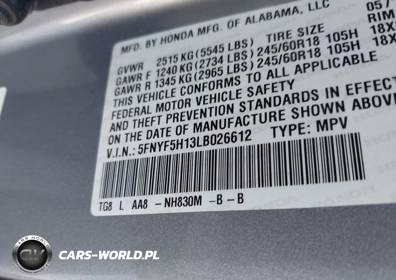 2020 Honda Pilot 2Wd Lx VIN:5FNYF5H13LB026612 - 9