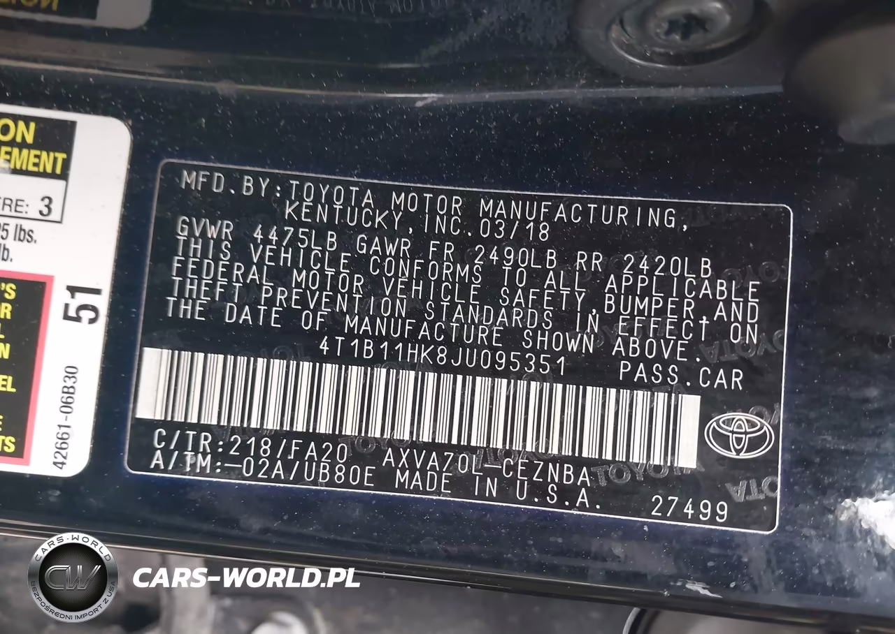 2018 Toyota Camry Le VIN:4T1B11HK8JU095351 - 9