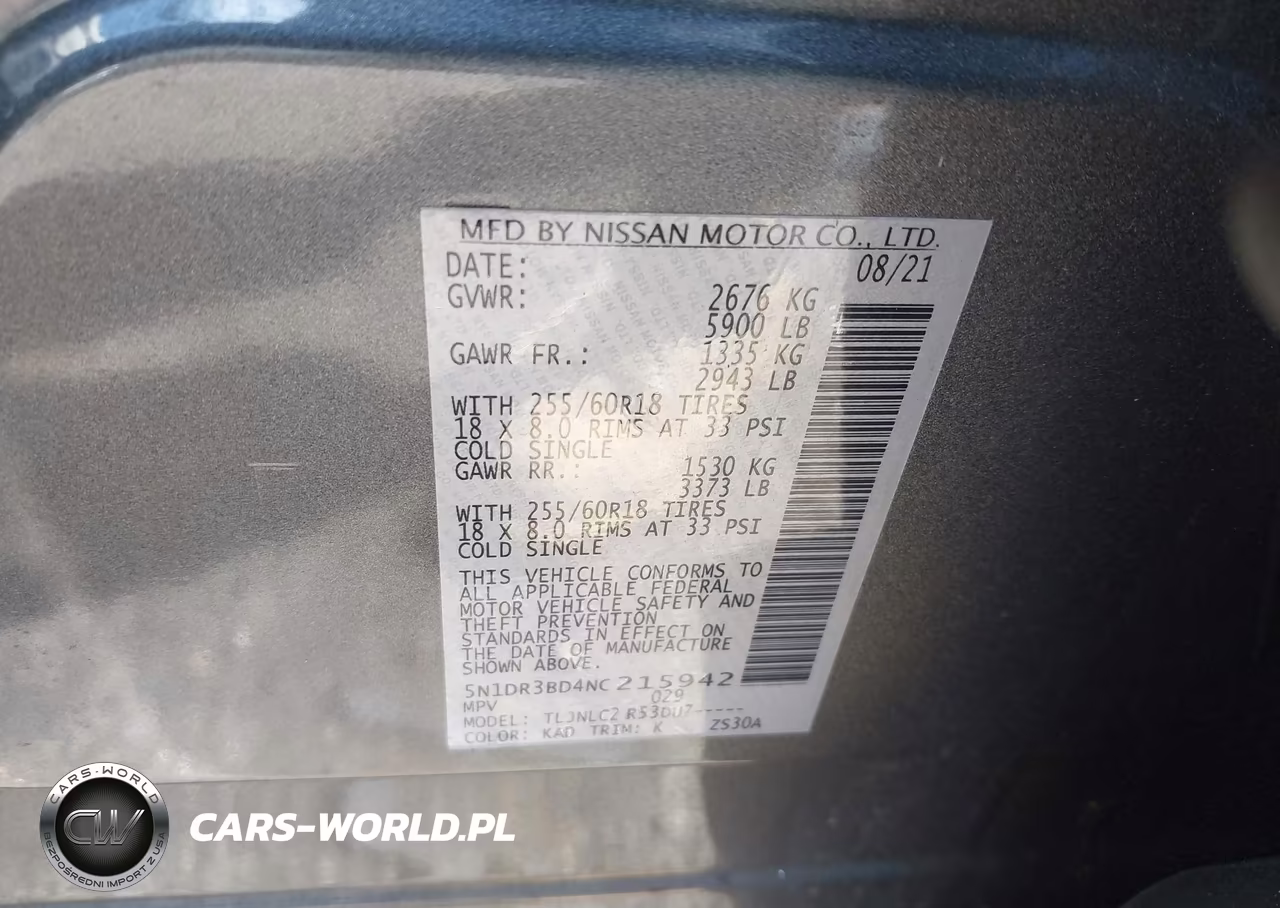 2022 Nissan Pathfinder Sv 4Wd VIN:5N1DR3BD4NC215942 - 9