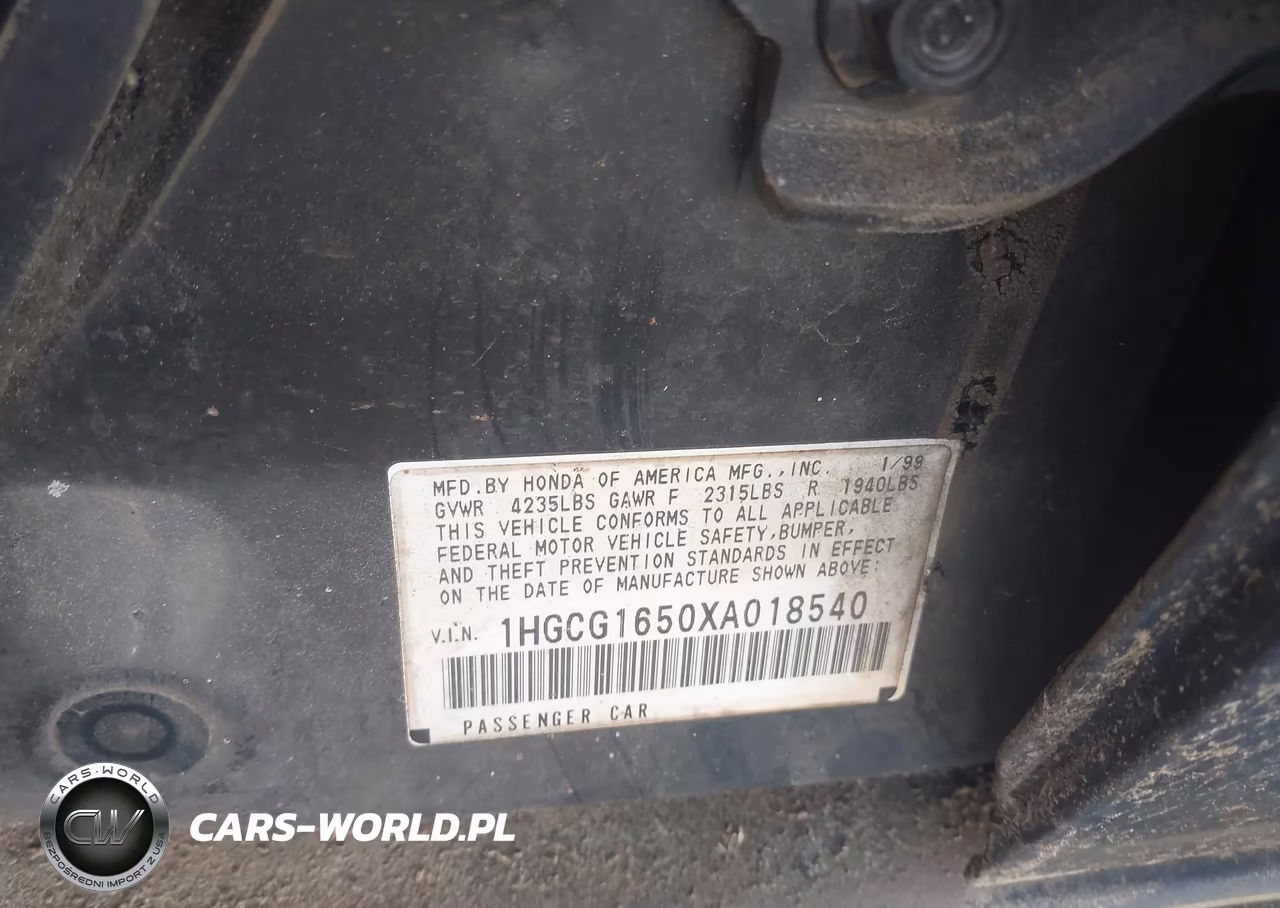 1999 Honda Accord Ex V6 VIN:1HGCG1650XA018540 - 9