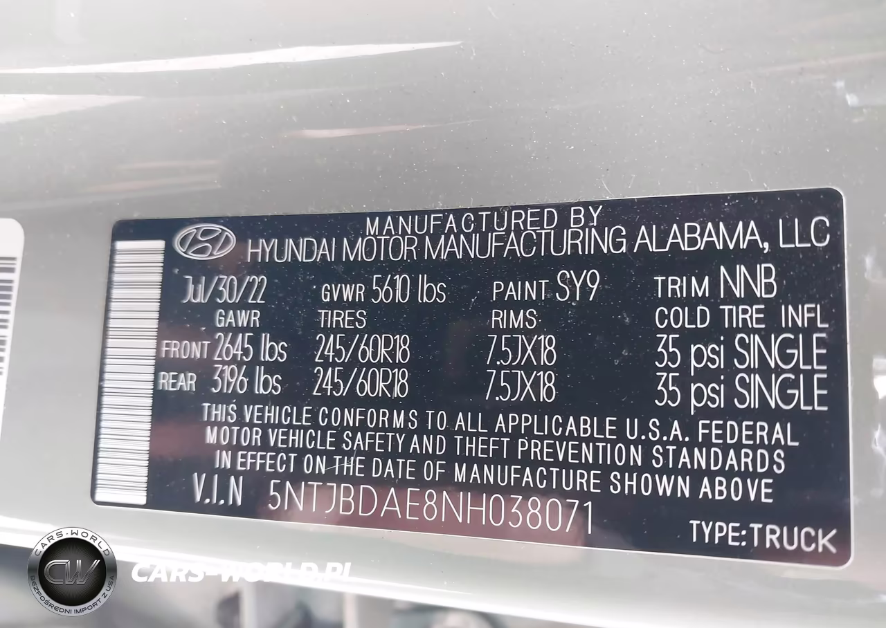 2022 Hyundai Santa Cruz Sel VIN:5NTJBDAE8NH038071 - 9