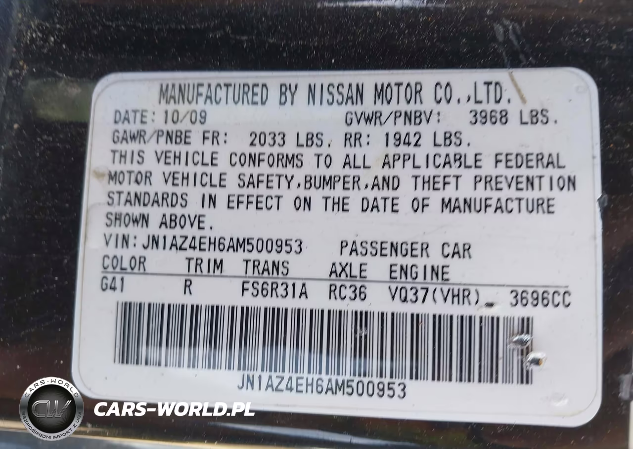 2010 Nissan 370Z Touring VIN:JN1AZ4EH6AM500953 - 9