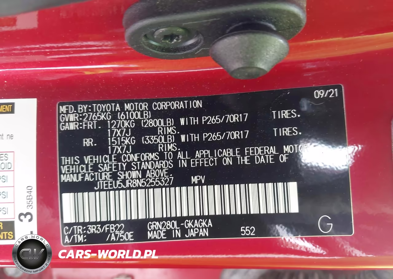 2022 Toyota 4Runner Sr5 VIN:JTEEU5JR8N5255327 - 9