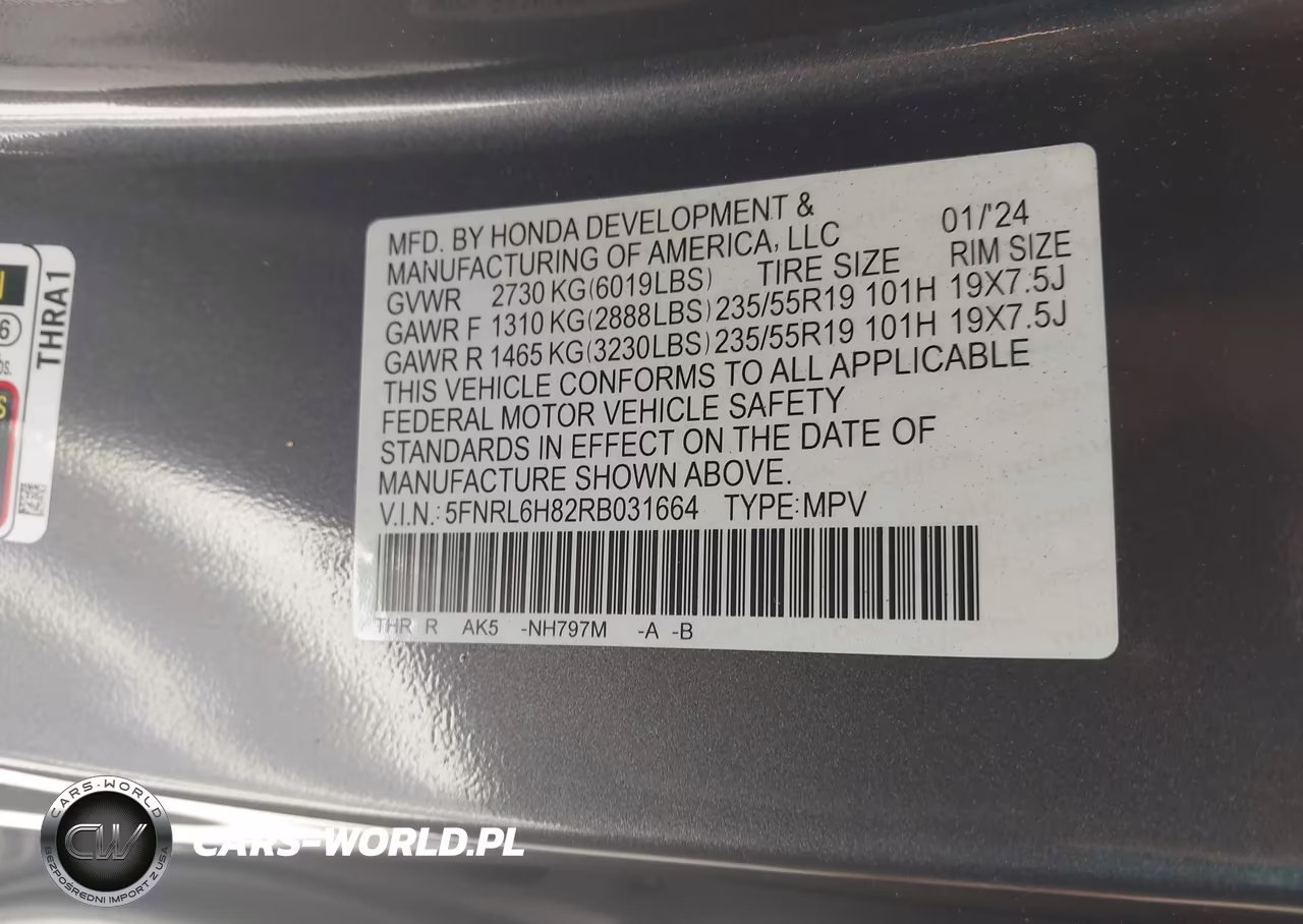 2024 Honda Odyssey Touring VIN:5FNRL6H82RB031664 - 9
